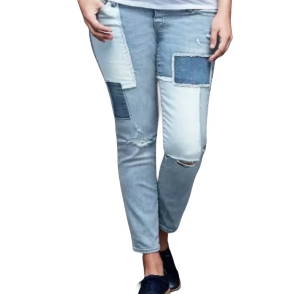 Gap Maternity Authentic 1969 Full Panel Patchwork Best Girlfriend Jeans